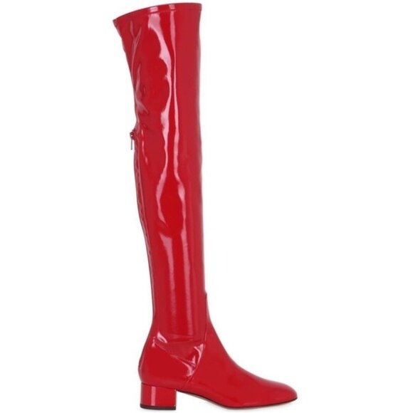 Valentino Garavani 40mm Faux Patent Leather Over The Knee Boot 36 6 Cherry Red - Picture 1 of 15